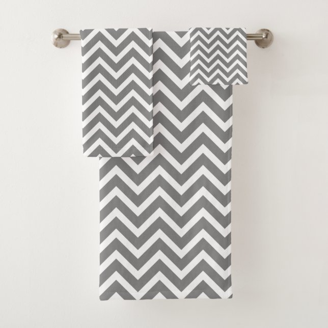 Chevron Moderne Gris Gris Blanc Géométrique (En situation)