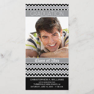 Chevron Motif Faire-part de graduation (noir)