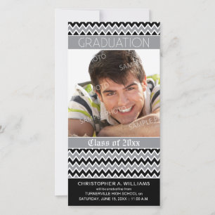 Chevron Motif Faire-part de graduation (noir)