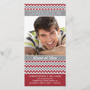 Chevron Motif Faire-part de graduation (rouge)