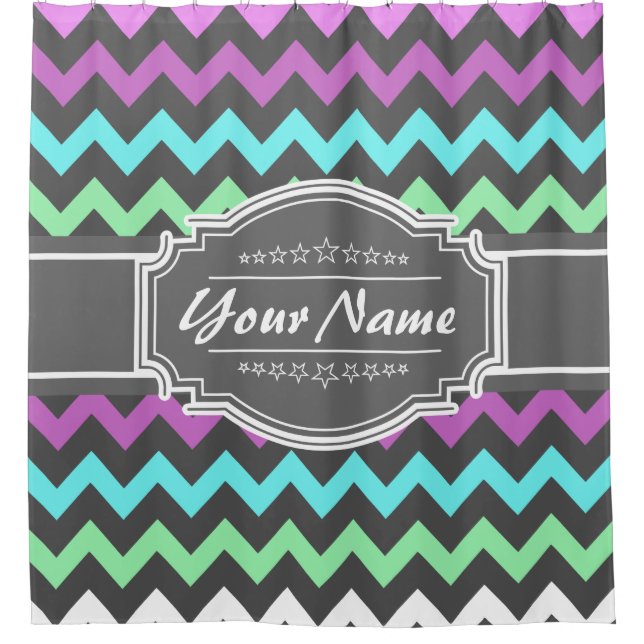 Chevron Motif rideau de douche personnalisé #16 (Devant)