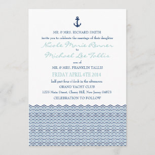 Chevron nautique ondule le faire-part de mariage