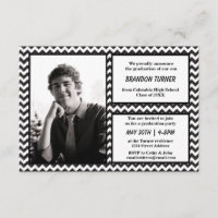 Chevron noir/blanc avec Faire-part 3x5 Grad