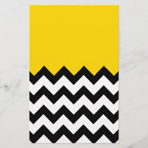 Chevron noir et blanc sur un Jaune Vibrant