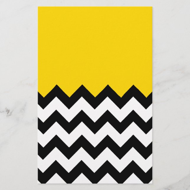 Chevron noir et blanc sur un Jaune Vibrant (Devant)
