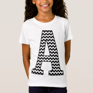 Chevron noir et blanc Un T-shirt de fille Monogram