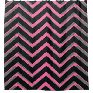 chevron noir gris rose Motif rideau de douche