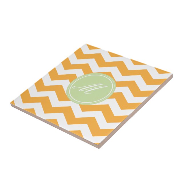 Chevron orange et vert avec carreaux Monogram (Côté)