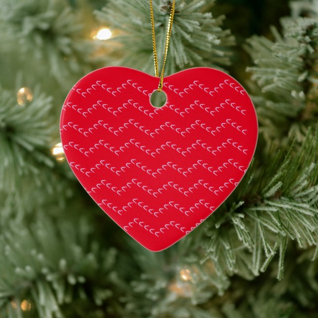 Chevron Pastel Coeurs pourpres Ornement rouge (Arbre)