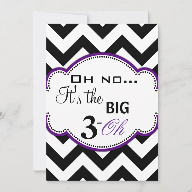 Chevron Print Dirty 30 Invitations Purple (Devant)