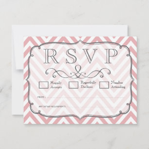 Chevron rose et blanc épousant des cartes de RSVP