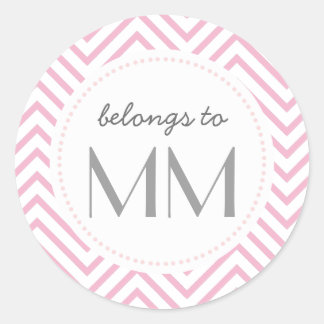 Chevron rose monogrammé - Étiquettes do-it-yoursel