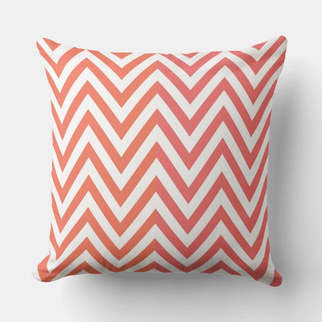 Chevron Rose Orange / Oreiller à lancer en bande (Recto)