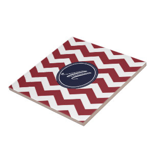 Chevron rouge et bleu avec carreaux Monogram
