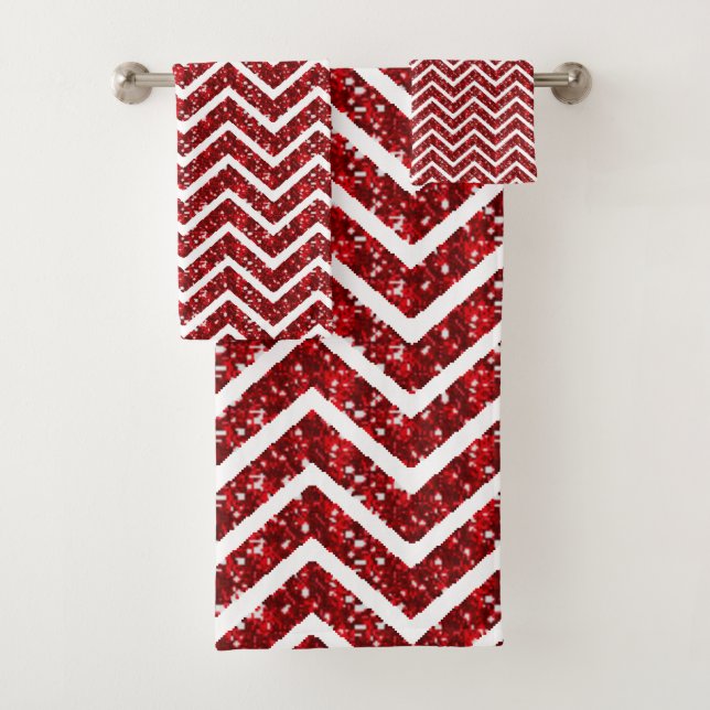 Chevron Rouge Faux Pailleté (En situation)