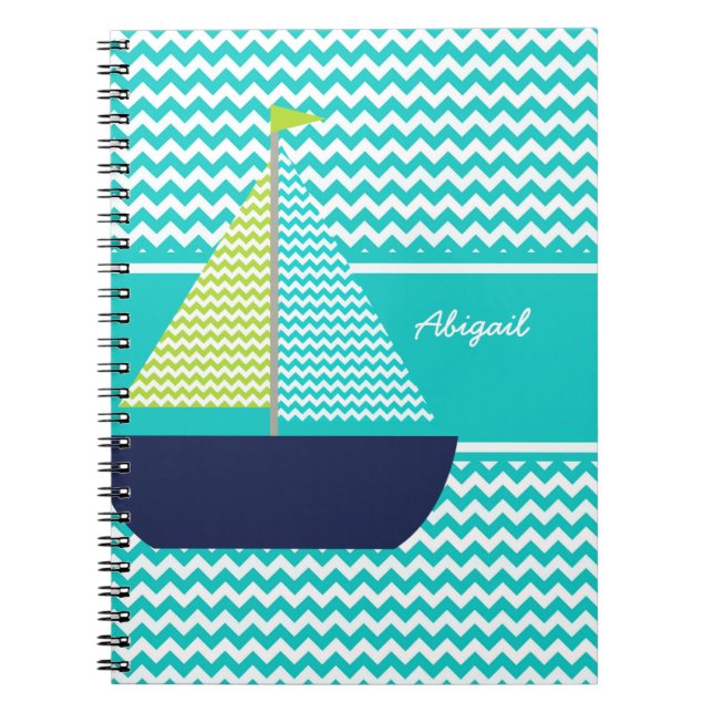 Chevron Sailboat sur Chevron Carnet personnalisé (Devant)