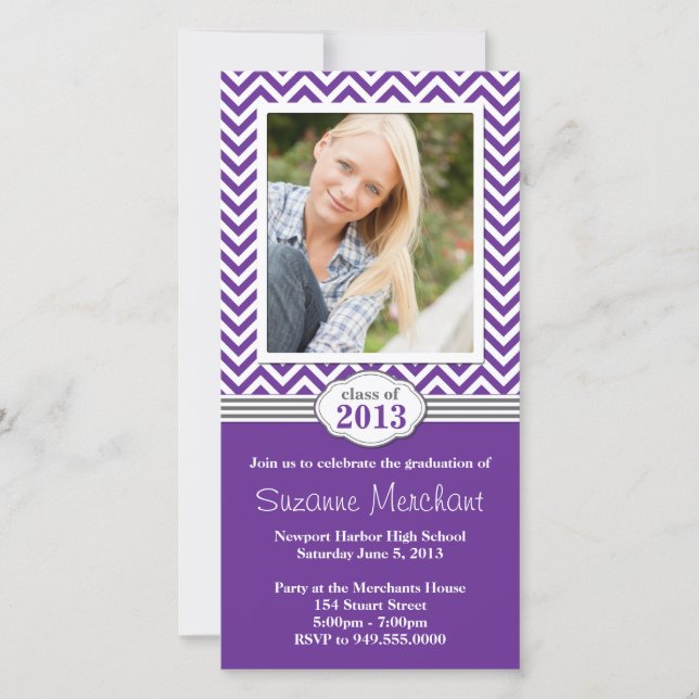 Chevron Stripe Graduation Invitation Classe de 201 (Devant)