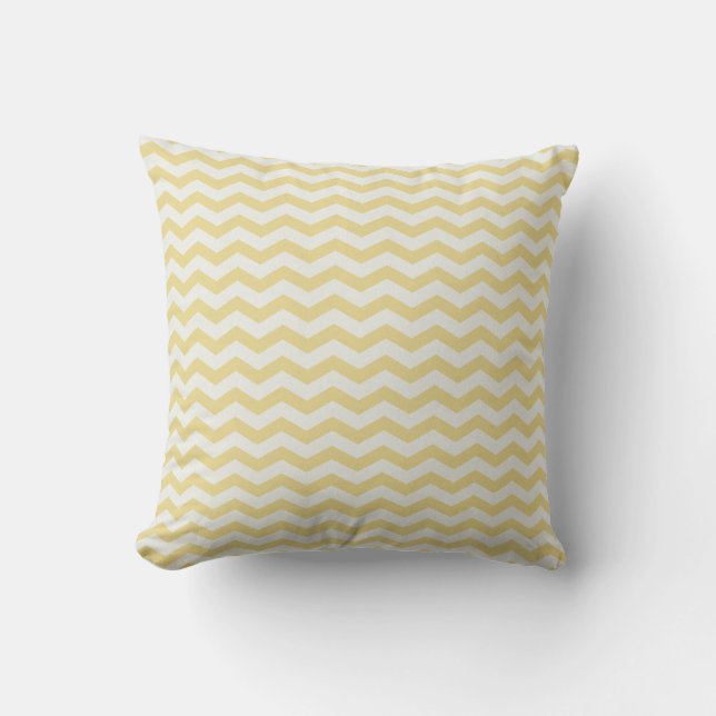 Chevron Stripe Jaune / Blanc Américain Coussin MOJ (Recto)