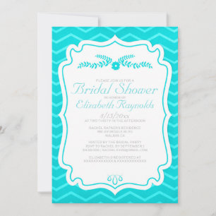 Chevron turquoise barre des invitations de Fête de