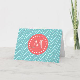 Chevron turquoise et de corail avec le monogramme