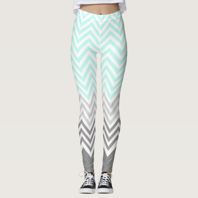 chevron turquoise gris leggings (Devant)