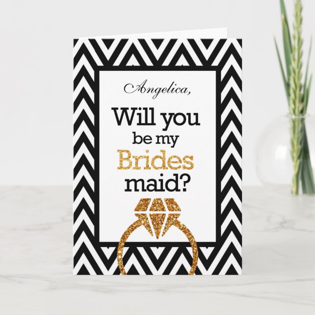 Chevron Will You Be My Bridesmaid Invitation (Devant)
