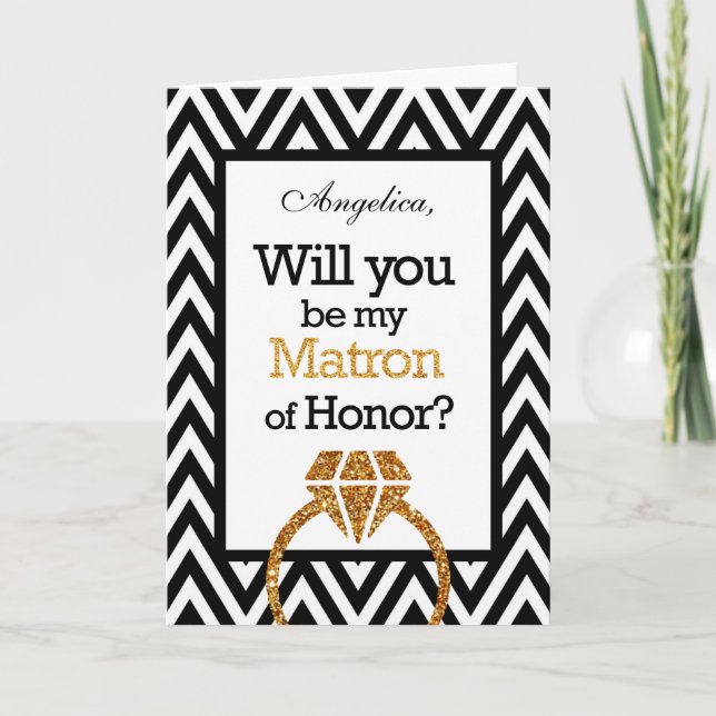Chevron Will You Be My Matron of Honor Invitation (Devant)