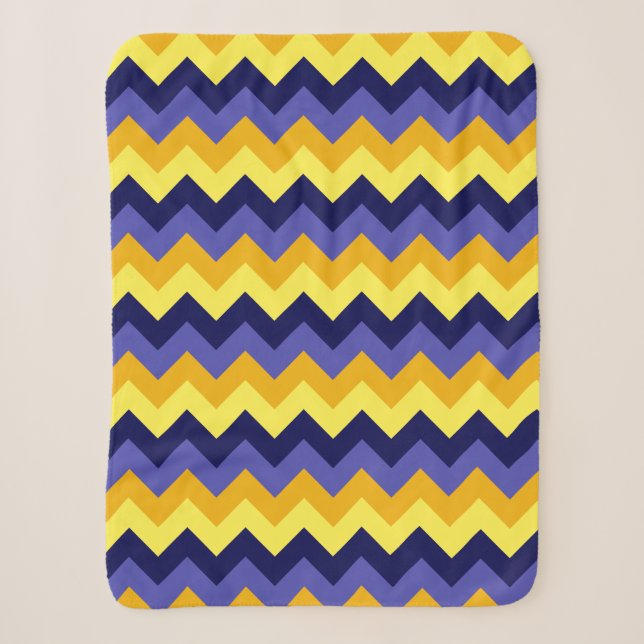 Chevrons bleu jaune or Petite couverture Sherpa (Devant)