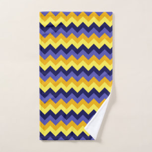 Chevrons bleu jaune or serviette à main