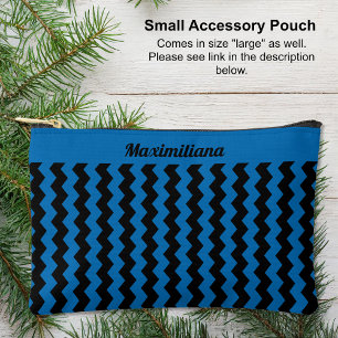 Chevrons Bleus et Noirs - PETIT sac d'accessoires