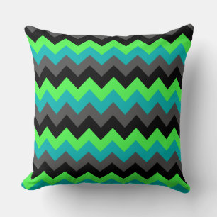 Chevrons Ombre Noir Vert Grand Oreiller
