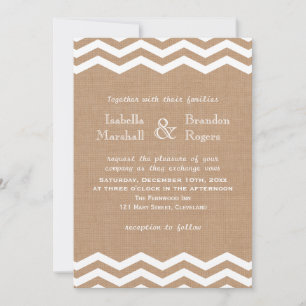 Chevrons sur Burlap Faire-part de mariage