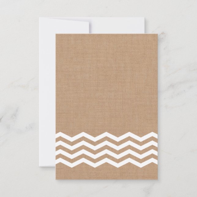 Chevrons sur Burlap RSVP (Devant)
