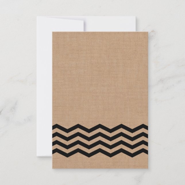 Chevrons très noirs sur Burlap RSVP (Devant)