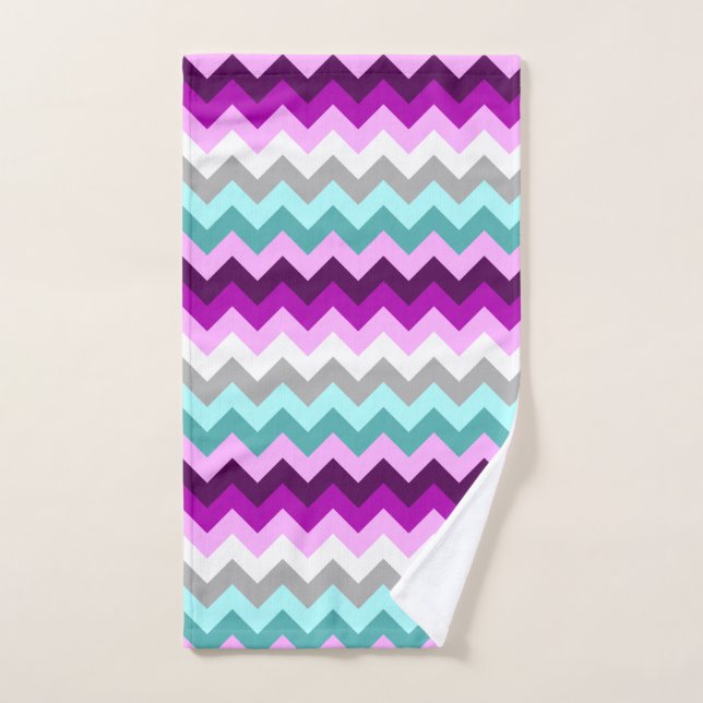 Chevrons Turquoises violets (Serviette à main)