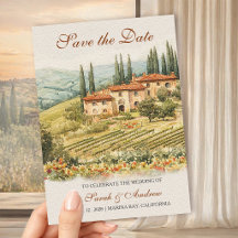 Chianti Vignoble Aquarelle Mariage Carte de Préavi