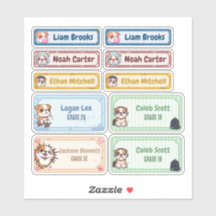 Chibi Bulldog Nom personnalisé Étiquettes