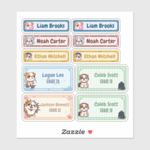 Chibi Bulldog Nom personnalisé Étiquettes