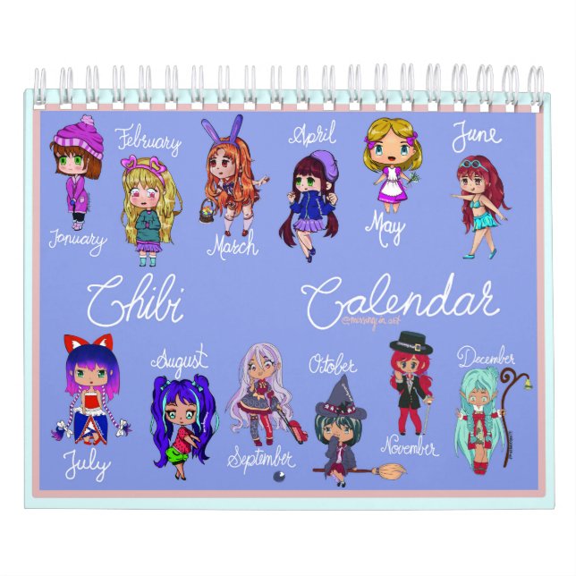 Chibi Deux Page Petit Calendrier, Calendrier Blanc (Protection)