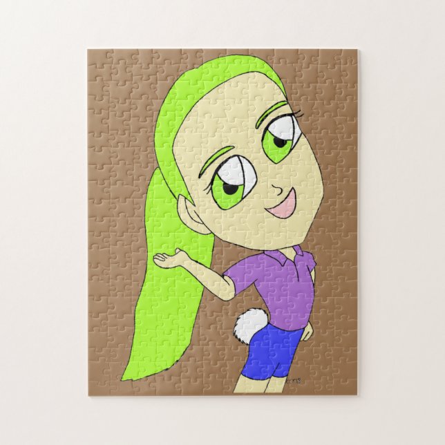chibi fille avec lapin queue jigsaw puzzle (Vertical)
