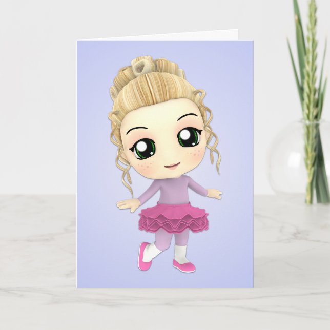 Chibi Girl Ballerina Carte d'anniversaire (Devant)
