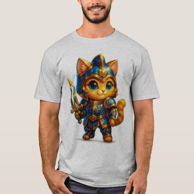 Chibi Guerrier Chat – T-Shirt Fantastique de Cheva (Devant)