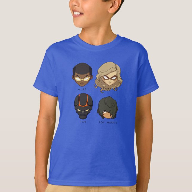 Chibi Heroes T-shirt 3/4 manches (noir) (Devant)