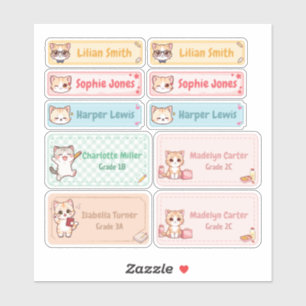 Chibi Kitten Nom personnalisé Étiquettes