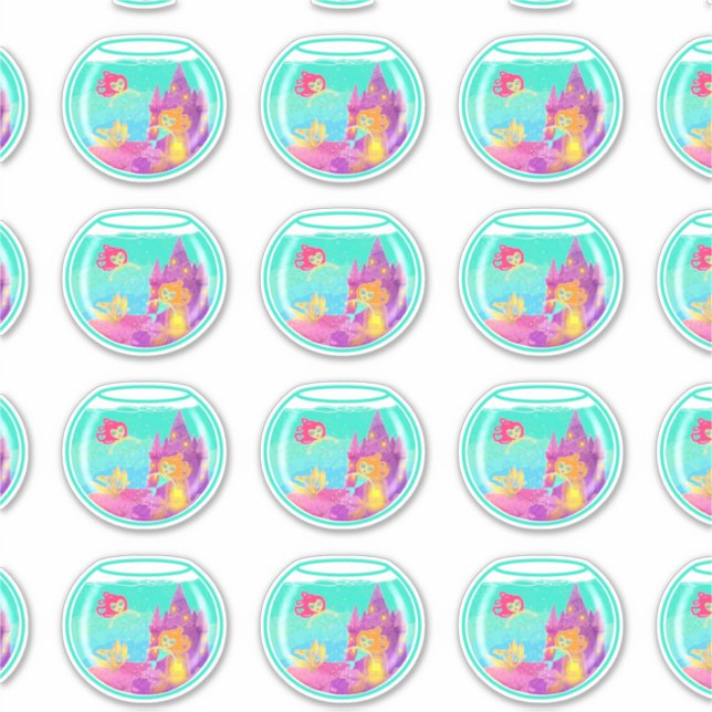 Chibi Mermaids (feuille) stickers de contour (Devant)