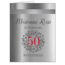 Chic 50e anniversaire Silver Metallic carte d'anni