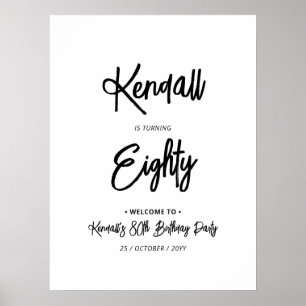 Chic 80e Affiche de bienvenue de fête d'anniversai