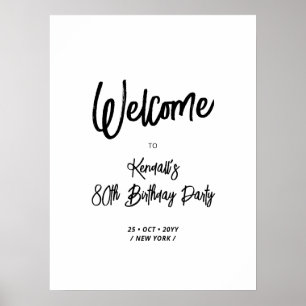 Chic 80e Affiche de bienvenue de fête d'anniversai