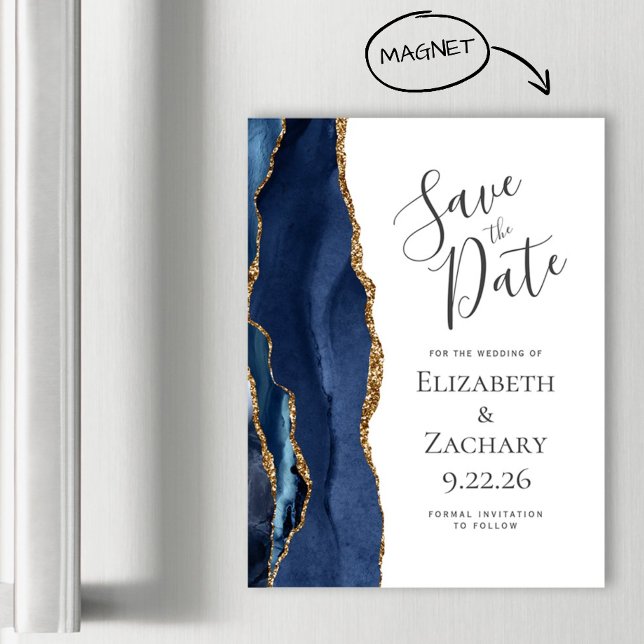 Chic Agate Bleu Nuit Or Magnetique Enregistrez la  (Créateur téléchargé)