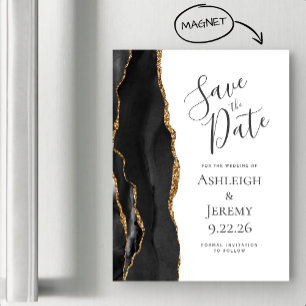 Chic Agate Noir Or Magnétique Enregistrez la Date